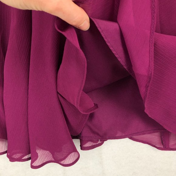 David's Bridal Women's Size 2 Purple Short Crinkle Chiffon Sleeveless Dress - Picture 5 of 11